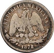 Mexico 25 Centavos Radiant Cap & Scales 1878 KM# 406.3 REPUBLICA MEXICANA 1878 coin obverse Mexico 25 Centavos Radiant Cap & Scales 1878 KM# 406.3 REPUBLICA MEXICANA 1878 coin obverse