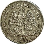 Mexico 25 Centavos Radiant Cap & Scales 1879 KM# 406.6 REPUBLICA MEXICANA 1882 coin obverse Mexico 25 Centavos Radiant Cap & Scales 1879 KM# 406.6 REPUBLICA MEXICANA 1882 coin obverse