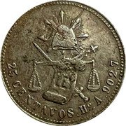 Mexico 25 Centavos Radiant Cap & Scales 1879 KM# 406.6 LIBERTAD LEY 25 CENTAVOS HO A. 902.7 coin reverse Mexico 25 Centavos Radiant Cap & Scales 1879 KM# 406.6 LIBERTAD LEY 25 CENTAVOS HO A. 902.7 coin reverse