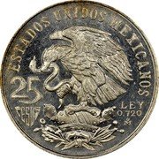 Mexico 25 Pesos 19th Summer Olympics 1968 KM# 479.3 JUEGOS DE LA XIX OLIMPIADA MEXICO 1968 coin obverse Mexico 25 Pesos 19th Summer Olympics 1968 KM# 479.3 JUEGOS DE LA XIX OLIMPIADA MEXICO 1968 coin obverse