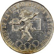 Mexico 25 Pesos 19th Summer Olympics 1968 KM# 479.3 ESTADOS UNIDOS MEXICANOS 25 PESOS LEY 0.720 MO coin reverse Mexico 25 Pesos 19th Summer Olympics 1968 KM# 479.3 ESTADOS UNIDOS MEXICANOS 25 PESOS LEY 0.720 MO coin reverse