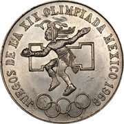 Mexico 25 Pesos 19th Summer Olympics 1968 KM# 479.2 JUEGOS DE LA XIX OLIMPIADA MEXICO 1968 coin reverse Mexico 25 Pesos 19th Summer Olympics 1968 KM# 479.2 JUEGOS DE LA XIX OLIMPIADA MEXICO 1968 coin reverse