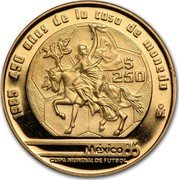 Mexico 250 Pesos 450th Anniversary of the Mexico City Mint 1985 Proof KM# 506.2 450 AÑOS DE LA CASA DE MONEDA $ 250 1985 MO MEXICO86 COPA MUNDIAL DE FUTBOL coin reverse Mexico 250 Pesos 450th Anniversary of the Mexico City Mint 1985 Proof KM# 506.2 450 AÑOS DE LA CASA DE MONEDA $ 250 1985 MO MEXICO86 COPA MUNDIAL DE FUTBOL coin reverse