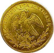 Mexico 4 Escudos Cap on Stick and Open Book 1825 KM# 381.6 REPUBLICA MEXCIANA coin obverse Mexico 4 Escudos Cap on Stick and Open Book 1825 KM# 381.6 REPUBLICA MEXCIANA coin obverse
