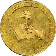 Mexico 4 Escudos Cap on Stick and Open Book 1832 Do RM/LR KM# 381.1 LA LIBERTAD EN LA LEY 4E.DO 1832.LR 21QS coin reverse Mexico 4 Escudos Cap on Stick and Open Book 1832 Do RM/LR KM# 381.1 LA LIBERTAD EN LA LEY 4E.DO 1832.LR 21QS coin reverse