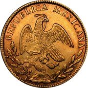 Mexico 4 Escudos Cap on Stick and Open Book 1840 KM# 381.4 REPUBLICA MEXICANA. coin obverse Mexico 4 Escudos Cap on Stick and Open Book 1840 KM# 381.4 REPUBLICA MEXICANA. coin obverse