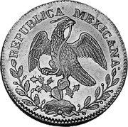 Mexico 4 Escudos Cap on Stick and Open Book 1844 Ga MC KM# 381.2 REPUBLICA MEXICANA. coin obverse Mexico 4 Escudos Cap on Stick and Open Book 1844 Ga MC KM# 381.2 REPUBLICA MEXICANA. coin obverse