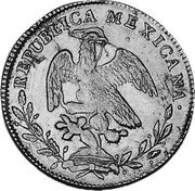 Mexico 4 Escudos Cap on Stick and Open Book 1850 GC MP KM# 381.3 REPUBLICA MEXICANA coin obverse Mexico 4 Escudos Cap on Stick and Open Book 1850 GC MP KM# 381.3 REPUBLICA MEXICANA coin obverse