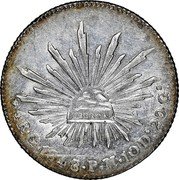 Mexico 4 Reales Radiant Cap 1848/7 Go PM KM# 375.4 LIBERTAD 4R GO 1868 YF 10 DS 20 GS coin reverse Mexico 4 Reales Radiant Cap 1848/7 Go PM KM# 375.4 LIBERTAD 4R GO 1868 YF 10 DS 20 GS coin reverse