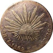 Mexico 4 Reales Radiant Cap 1869 KM# 375.9 LIBERTAD 4R ZS 1869 Y H 10DS.20GS coin reverse Mexico 4 Reales Radiant Cap 1869 KM# 375.9 LIBERTAD 4R ZS 1869 Y H 10DS.20GS coin reverse