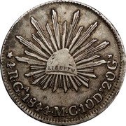 Mexico 4 Reales Radiant Cap 1844 KM# 375.2 LIBERTAD 4 R GA. 1857. J G 10 DS. 20 GS. coin reverse Mexico 4 Reales Radiant Cap 1844 KM# 375.2 LIBERTAD 4 R GA. 1857. J G 10 DS. 20 GS. coin reverse