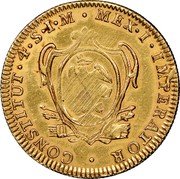Mexico 4 Scudos Augustin I 1823 KM# 312 MEX I IMPERATOR CONSTITUT 4 S J M coin reverse Mexico 4 Scudos Augustin I 1823 KM# 312 MEX I IMPERATOR CONSTITUT 4 S J M coin reverse