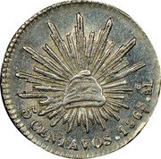 Mexico 5 Centavos Radiant Cap 1868 KM# 397 5 CENTAVOS 1867 M° coin reverse Mexico 5 Centavos Radiant Cap 1868 KM# 397 5 CENTAVOS 1867 M° coin reverse