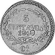 Mexico 5 Centavos Eagle. Circulation Coin 1868 KM# 396 5 CENTAVOS 1868 CA coin reverse Mexico 5 Centavos Eagle. Circulation Coin 1868 KM# 396 5 CENTAVOS 1868 CA coin reverse