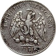 Mexico 5 Centavos Eagle. Circulation Coin 1876 KM# 398 REPUBLICA MEXICANA 1877 coin obverse Mexico 5 Centavos Eagle. Circulation Coin 1876 KM# 398 REPUBLICA MEXICANA 1877 coin obverse