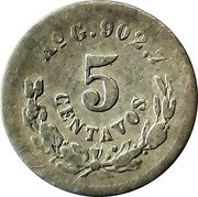 Mexico 5 Centavos Eagle. Circulation Coin 1893 KM# 398.6 MO G 902.7 5 CENTAVOS coin reverse Mexico 5 Centavos Eagle. Circulation Coin 1893 KM# 398.6 MO G 902.7 5 CENTAVOS coin reverse