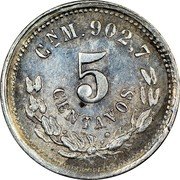 Mexico 5 Centavos Eagle. Circulation Coin 1897 KM# 398.2 CN M 902.7 5 CENTAVOS coin reverse Mexico 5 Centavos Eagle. Circulation Coin 1897 KM# 398.2 CN M 902.7 5 CENTAVOS coin reverse