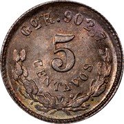 Mexico 5 Centavos Eagle. Circulation Coin 1899 KM# 400.1 GO R. 902,7 5 CENTAVOS coin reverse Mexico 5 Centavos Eagle. Circulation Coin 1899 KM# 400.1 GO R. 902,7 5 CENTAVOS coin reverse