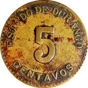 Mexico 5 Centavos Durango Revolutionary 1914 KM# 634 ESTADO DE DURANGO 5 CENTAVOS coin reverse Mexico 5 Centavos Durango Revolutionary 1914 KM# 634 ESTADO DE DURANGO 5 CENTAVOS coin reverse