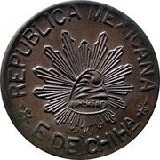 Mexico 5 Centavos Constitutionalist Army. Chihuahua 1915 KM# 613 REPUBLICA MEXICANA E.DE CHIHA coin obverse