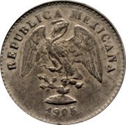 Mexico 5 Centavos Eagle. Circulation Coin 1905 KM# 400.2 REPUBLICA MEXICANA 1898 coin obverse Mexico 5 Centavos Eagle. Circulation Coin 1905 KM# 400.2 REPUBLICA MEXICANA 1898 coin obverse