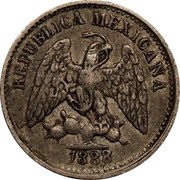 Mexico 5 Centavos Eagle. Circulation Coin 1888 KM# 398.7 REPUBLICA MEXICANA 1873 coin obverse Mexico 5 Centavos Eagle. Circulation Coin 1888 KM# 398.7 REPUBLICA MEXICANA 1873 coin obverse