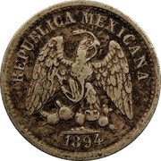 Mexico 5 Centavos Eagle. Circulation Coin 1894 M KM# 398.1 REPUBLICA MEXICANA 1893 coin obverse Mexico 5 Centavos Eagle. Circulation Coin 1894 M KM# 398.1 REPUBLICA MEXICANA 1893 coin obverse