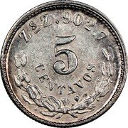 Mexico 5 Centavos Eagle. Circulation Coin 1898 KM# 400.3 ZS Z 902.7 5 CENTAVOS coin reverse Mexico 5 Centavos Eagle. Circulation Coin 1898 KM# 400.3 ZS Z 902.7 5 CENTAVOS coin reverse