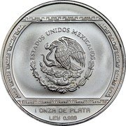 Mexico 5 Nuevos Pesos Palma Con Cocodrilo 1993 KM# 582 ESTADOS UNIDOS MEXICANOS 1 ONZA DE PLATA LEY 0.999 coin obverse Mexico 5 Nuevos Pesos Palma Con Cocodrilo 1993 KM# 582 ESTADOS UNIDOS MEXICANOS 1 ONZA DE PLATA LEY 0.999 coin obverse
