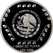 Mexico 5 Nuevos Pesos Dintel 26 1994 KM# 578 ESTADOS UNIDOS MEXICANOS 1 ONZA DE PLATA LEY 0.999 coin obverse Mexico 5 Nuevos Pesos Dintel 26 1994 KM# 578 ESTADOS UNIDOS MEXICANOS 1 ONZA DE PLATA LEY 0.999 coin obverse