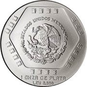 Mexico 5 Nuevos Pesos Mascaron Del Dios Chaac 1994 KM# 577 ESTADOS UNIDOS MEXICANOS 1 ONZA DE PLATA LEY 0.999 coin obverse Mexico 5 Nuevos Pesos Mascaron Del Dios Chaac 1994 KM# 577 ESTADOS UNIDOS MEXICANOS 1 ONZA DE PLATA LEY 0.999 coin obverse