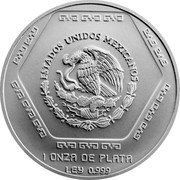 Mexico 5 Nuevos Pesos Lapida Tumba de Palenque 1994 KM# 575 ESTADOS UNIDOS MEXICANOS 1 ONZA DE PLATA LEY 0.999 coin obverse Mexico 5 Nuevos Pesos Lapida Tumba de Palenque 1994 KM# 575 ESTADOS UNIDOS MEXICANOS 1 ONZA DE PLATA LEY 0.999 coin obverse