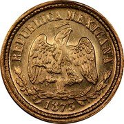 Mexico 5 Pesos Eagle. Cap and Scales 1873 KM# 412.2 REPUBLICA MEXICANA 1875 coin obverse Mexico 5 Pesos Eagle. Cap and Scales 1873 KM# 412.2 REPUBLICA MEXICANA 1875 coin obverse