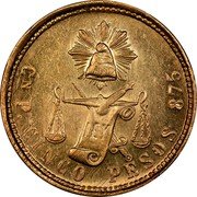 Mexico 5 Pesos Eagle. Cap and Scales 1873 KM# 412.2 LIBERTAD LEY CN P CINCO PESOS 875 coin reverse Mexico 5 Pesos Eagle. Cap and Scales 1873 KM# 412.2 LIBERTAD LEY CN P CINCO PESOS 875 coin reverse