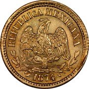 Mexico 5 Pesos Radiant Cap & Scales 1874 KM# 412.7 REPUBLICA MEXICANA 1874 coin obverse Mexico 5 Pesos Radiant Cap & Scales 1874 KM# 412.7 REPUBLICA MEXICANA 1874 coin obverse