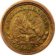 Mexico 5 Pesos Radiant Cap & Scales 1875 KM# 412 REPUBLICA MEXICANA 1875 coin obverse Mexico 5 Pesos Radiant Cap & Scales 1875 KM# 412 REPUBLICA MEXICANA 1875 coin obverse