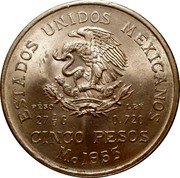 moneda de 5 pesos mexicanos 1953 valor
