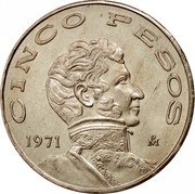 Mexico 5 Pesos Vicente Guerrero 1971 KM# 472 CINCO PESOS 1978 MO coin reverse Mexico 5 Pesos Vicente Guerrero 1971 KM# 472 CINCO PESOS 1978 MO coin reverse