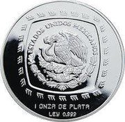 Mexico 5 Pesos Ceremonial Hacha 1996 KM# 598 ESTADOS UNIDOS MEXICANOS 1 ONZA DE PLATA LEY 0.999 coin obverse Mexico 5 Pesos Ceremonial Hacha 1996 KM# 598 ESTADOS UNIDOS MEXICANOS 1 ONZA DE PLATA LEY 0.999 coin obverse