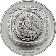 Mexico 5 Pesos Hombre Jaguar 1996 KM# 596 ESTADOS UNIDOS MEXICANOS 1 ONZA DE PLATA LEY 0.999 coin obverse Mexico 5 Pesos Hombre Jaguar 1996 KM# 596 ESTADOS UNIDOS MEXICANOS 1 ONZA DE PLATA LEY 0.999 coin obverse