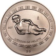Mexico 5 Pesos Jugador de Pelota 1997 KM# 622 1997 MO JUGADOR DE PELOTA $5 coin reverse