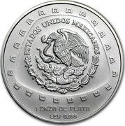 Mexico 5 Pesos Serpiente Con Craneo 1998 KM# 666 ESTADOS UNIDOS MEXICANOS 1 ONZA DE PLATA LEY 0.999 coin obverse Mexico 5 Pesos Serpiente Con Craneo 1998 KM# 666 ESTADOS UNIDOS MEXICANOS 1 ONZA DE PLATA LEY 0.999 coin obverse