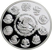 Mexico 5 Pesos Dove as Hand of Peace 1999 Mo Proof KM# 631 ESTADOS UNIDOS MEXICANOS coin obverse Mexico 5 Pesos Dove as Hand of Peace 1999 Mo Proof KM# 631 ESTADOS UNIDOS MEXICANOS coin obverse