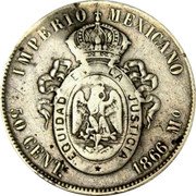 Mexico 50 Centavos Maximilian I 1866 KM# 387 IMPERIO MEXICANO EQUIDAD EN LA JUSTICIA 50 CENT. 1866 MO coin reverse Mexico 50 Centavos Maximilian I 1866 KM# 387 IMPERIO MEXICANO EQUIDAD EN LA JUSTICIA 50 CENT. 1866 MO coin reverse