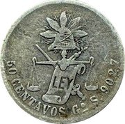 Mexico 50 Centavos Radiant Cap & Scales 1878 KM# 407.4 LIBERTAD LEY 50 CENTAVOS GO R. 902,7 coin reverse Mexico 50 Centavos Radiant Cap & Scales 1878 KM# 407.4 LIBERTAD LEY 50 CENTAVOS GO R. 902,7 coin reverse