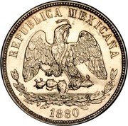 Mexico 50 Centavos Radiant Cap & Scales 1880 L KM# 407 REPUBLICA MEXICANA 1880 coin obverse Mexico 50 Centavos Radiant Cap & Scales 1880 L KM# 407 REPUBLICA MEXICANA 1880 coin obverse