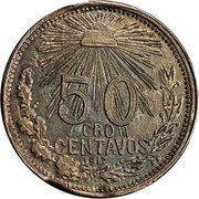 Mexico 50 Centavos Cacahuatepec Revolutionary 1917 KM# 650 50 GRO CENTAVOS 1917 coin reverse Mexico 50 Centavos Cacahuatepec Revolutionary 1917 KM# 650 50 GRO CENTAVOS 1917 coin reverse
