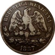 Mexico 50 Centavos Radiant Cap & Scales 1887 Do C KM# 407.3 REPUBLICA MEXICANA 1877 coin obverse Mexico 50 Centavos Radiant Cap & Scales 1887 Do C KM# 407.3 REPUBLICA MEXICANA 1877 coin obverse