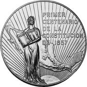 Mexico 50 Pesos Centennial of Constitution 1957 KM# M122a PRIMER CENTENARIO DE LA CONSTITUCION DE 1857 coin obverse Mexico 50 Pesos Centennial of Constitution 1957 KM# M122a PRIMER CENTENARIO DE LA CONSTITUCION DE 1857 coin obverse