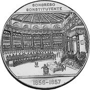 Mexico 50 Pesos Centennial of Constitution 1957 KM# M122a CONGRESO CONSTITUYENTO 1856-1857 coin reverse Mexico 50 Pesos Centennial of Constitution 1957 KM# M122a CONGRESO CONSTITUYENTO 1856-1857 coin reverse